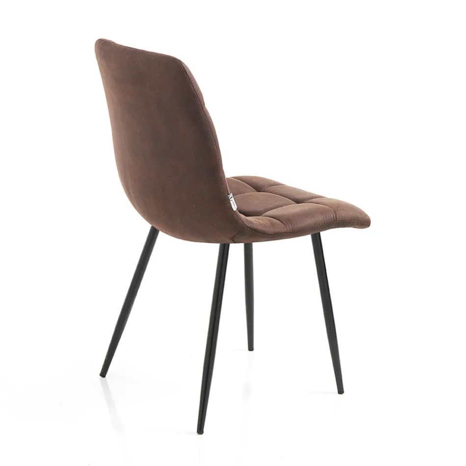 Stof køkkenstol med sorte metalben 4 stk - lyseblå Viadurini