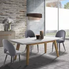 Køkkenstol i fløjlseffekt stof og metal 4 stykker - Renetta Viadurini