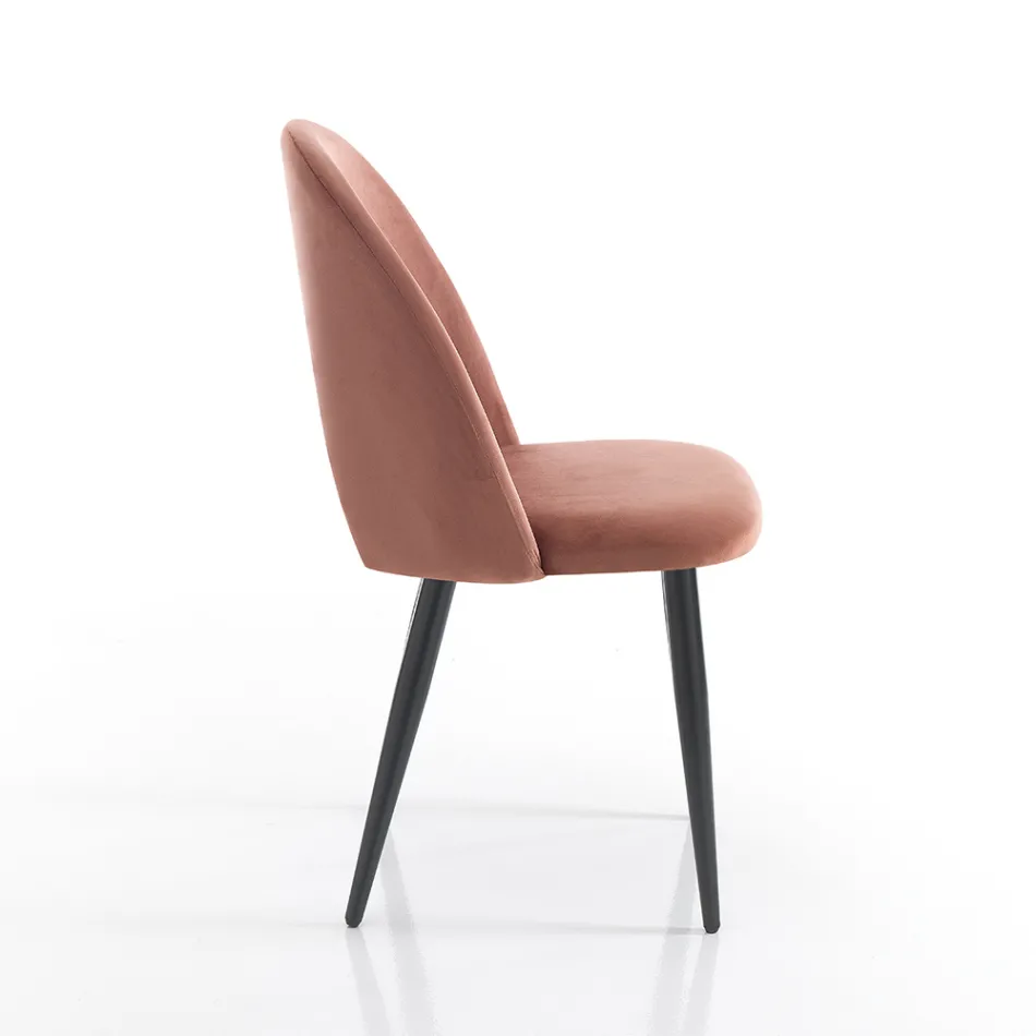 Køkkenstol i fløjlseffekt stof og metal 4 stykker - Renetta Viadurini