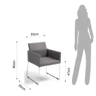 Køkkenstol i gråt stof med metalunderstel 2 stykker - lukker Viadurini