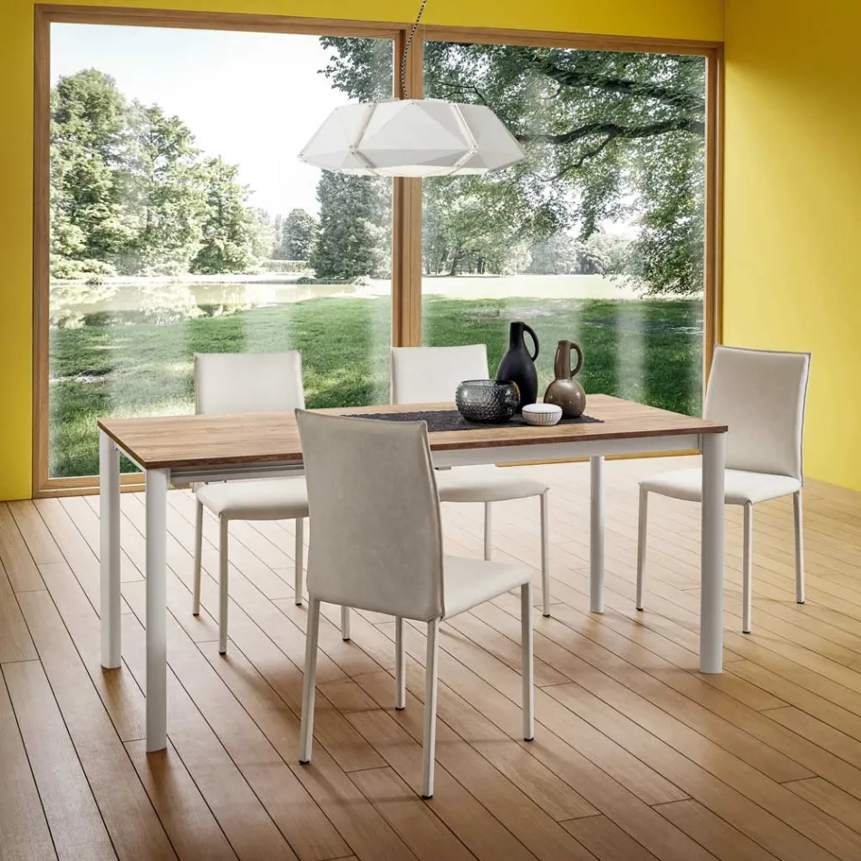 Køkkenstol helt betrukket med øko-læder lavet i Italien, 2 stk - Maria Viadurini