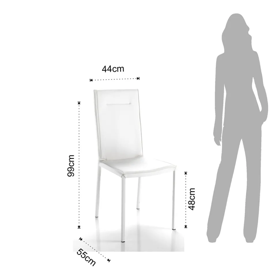 Køkkenstol fuldpolstret med 2-delt syntetisk læder - Atenea Viadurini