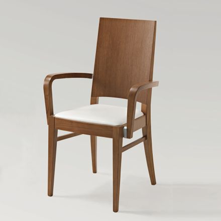 Bøgetræ Køkkenstol Sæde i imiteret læder med armlæn - Florent Viadurini
