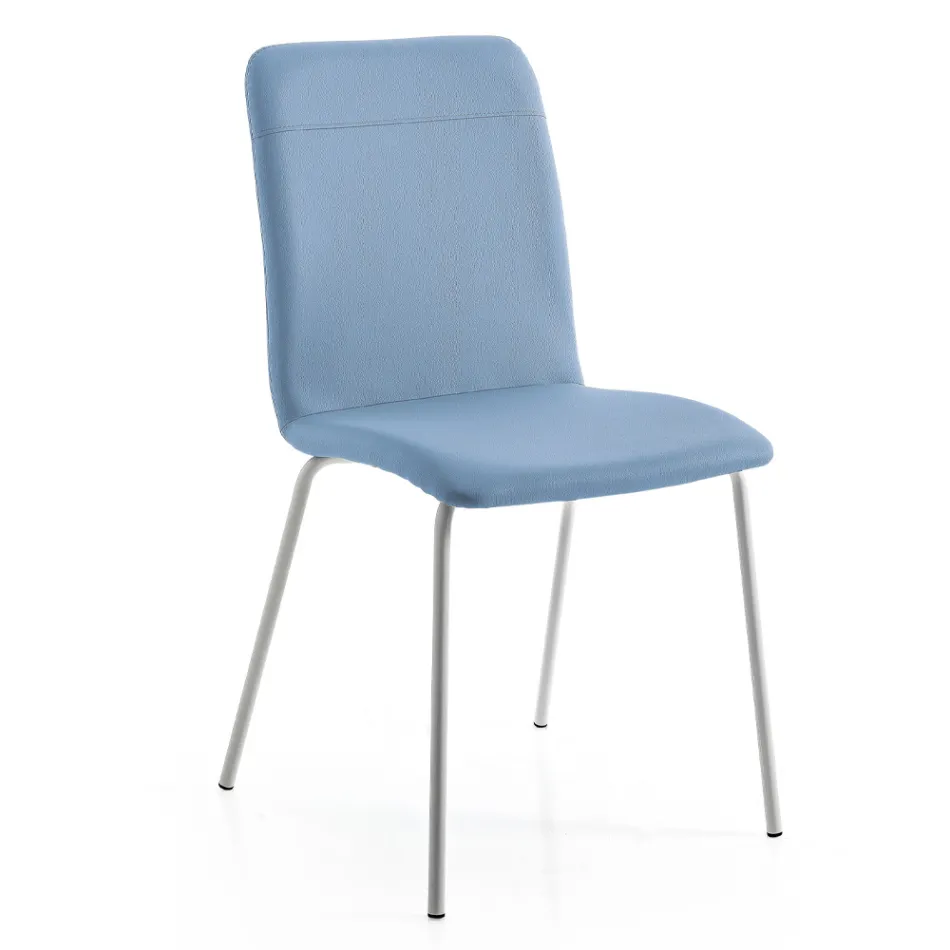 Køkken- eller stuestol i farvet kunstlæder og metaldesign - Hermione Viadurini