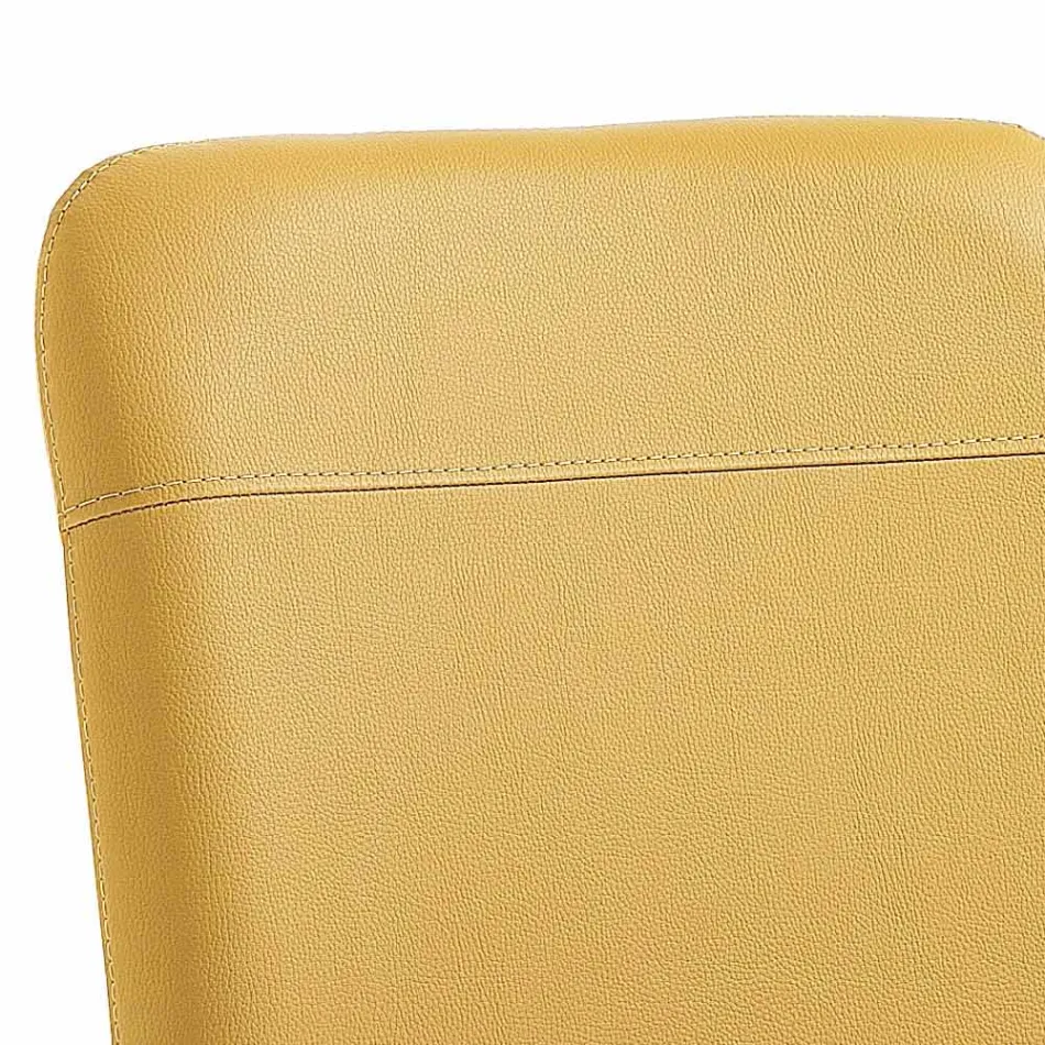 Køkken- eller stuestol i farvet kunstlæder og metaldesign - Hermione Viadurini