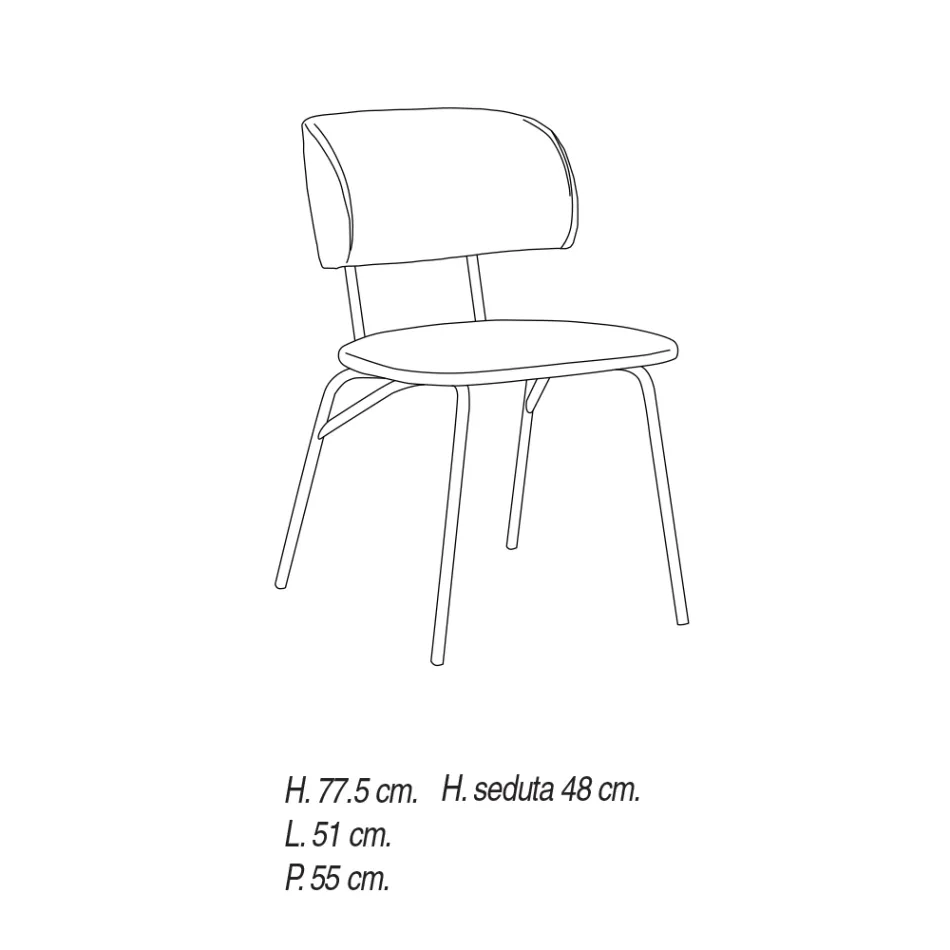 Køkkenstol betrukket med mikrofiber Fremstillet i Italien, 2 stk - Rebecca Viadurini