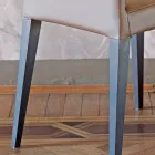 Køkkenstol betrukket med læder med askestruktur Made in Italy - Sunny Viadurini