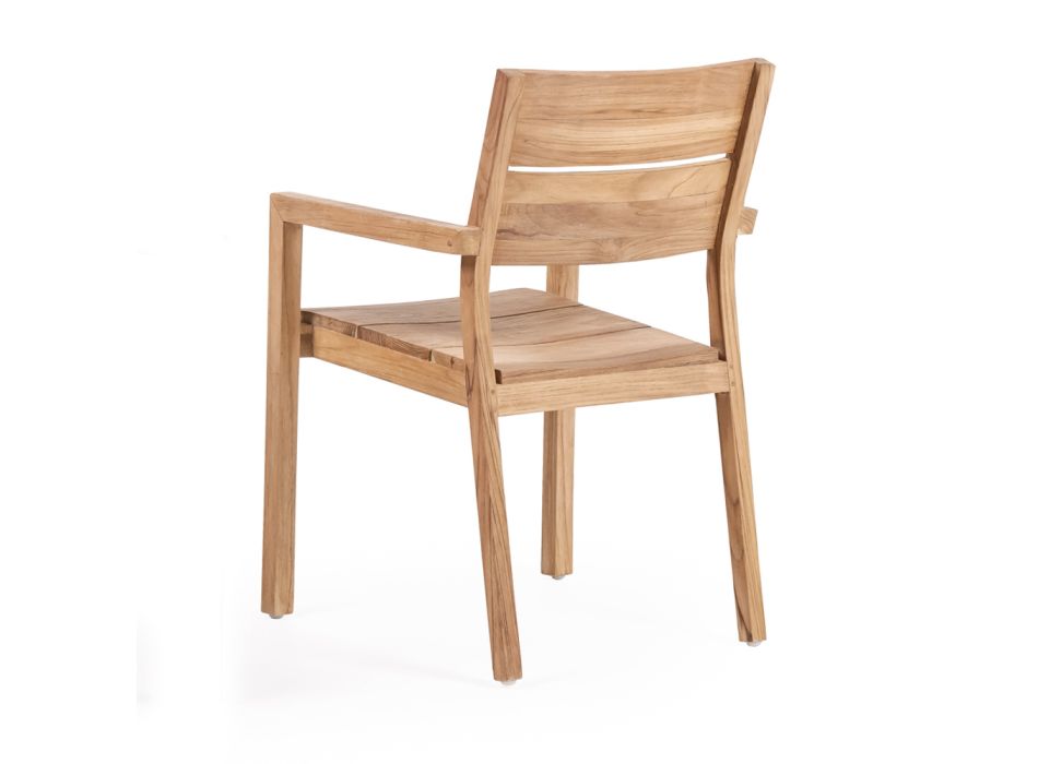 Udendørs stol med armlæn i teaktræ - Marie Viadurini