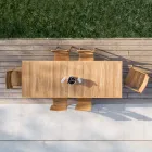 Udendørs stol med armlæn i teaktræ - Marie Viadurini