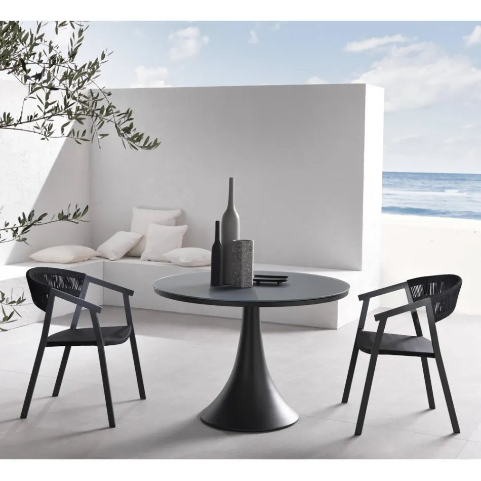 Udendørs stol med aluminium struktur og reb ryglæn, 2 stk - Turbo Viadurini