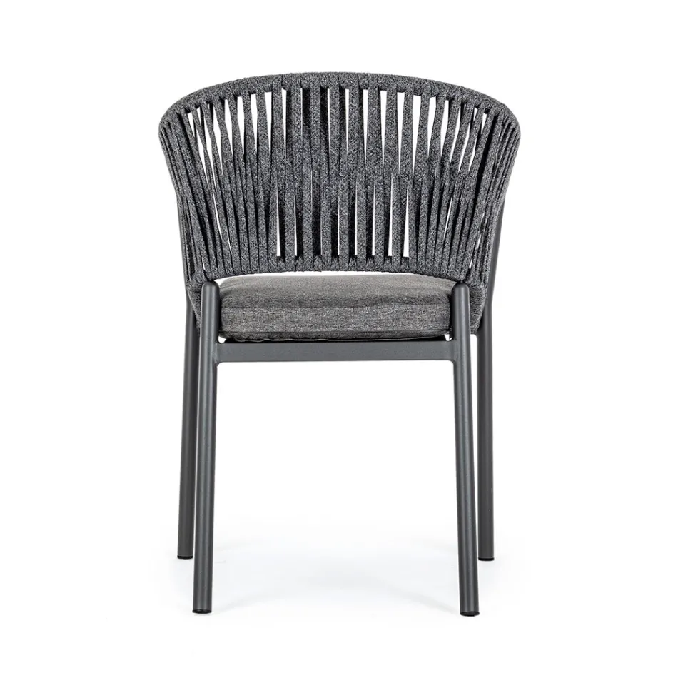 Stabelbar udendørsstol med stofsæde, Homemotion 4 stykker - Aleandro Viadurini