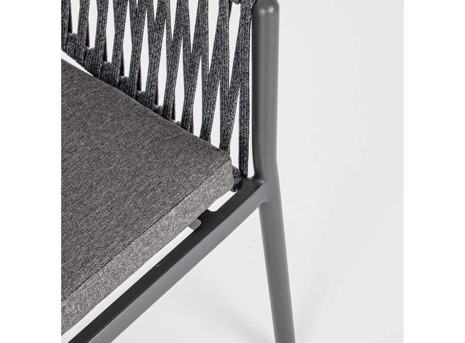 Stabelbar udendørsstol med stofsæde, Homemotion 4 stykker - Aleandro Viadurini