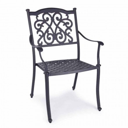 Stabelbar udendørs stol i hvid eller antracit aluminium, 4 stykker - ode Viadurini