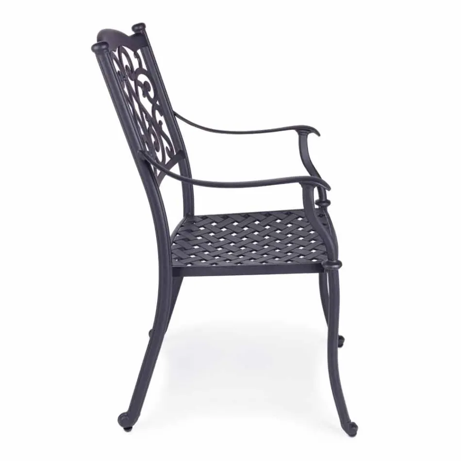 Stabelbar udendørs stol i hvid eller antracit aluminium, 4 stykker - ode Viadurini