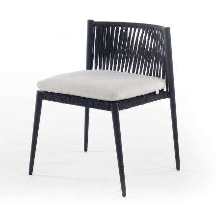 Udendørs stabelbar stol i aluminium og reb Fremstillet i Italien - Nymeria Viadurini