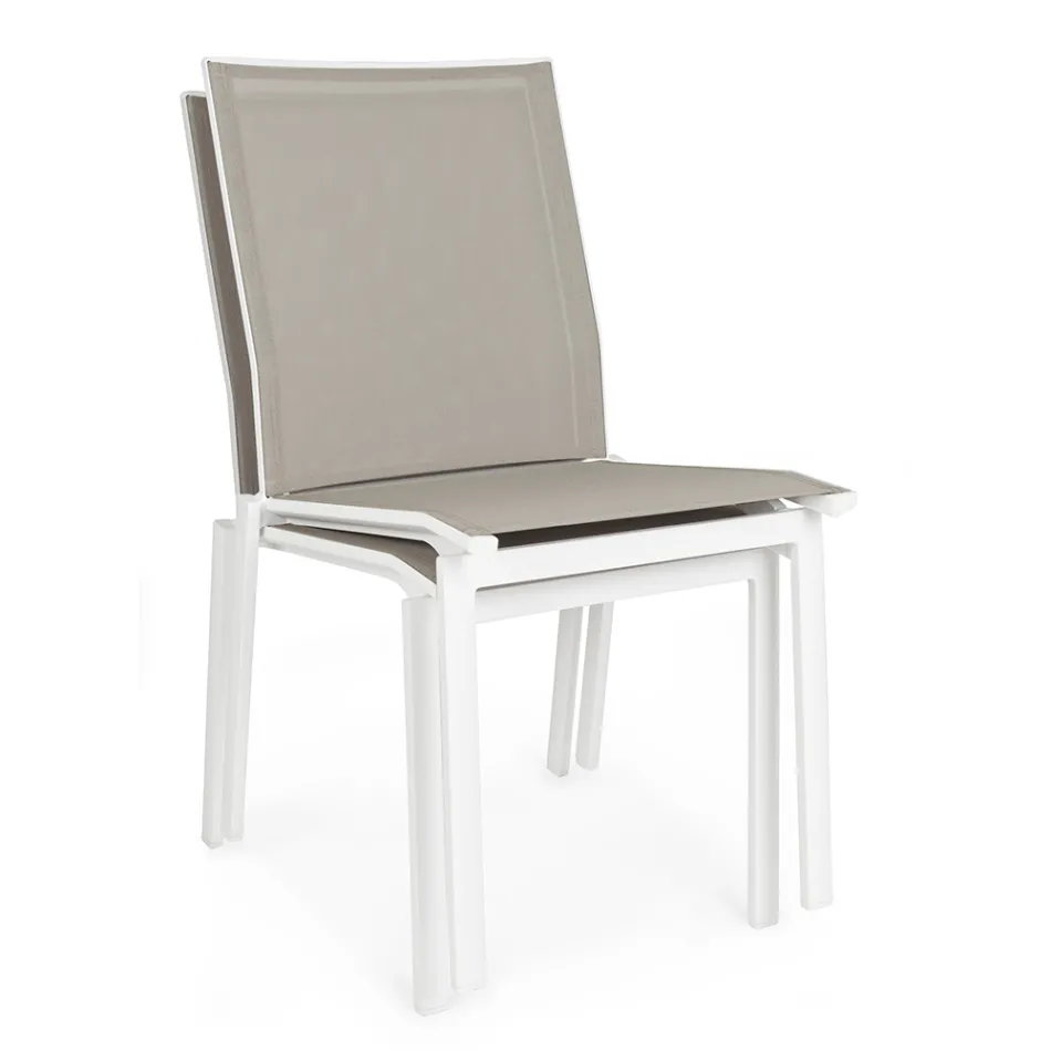 Stabelbar udendørs stol i aluminium og tekstilen, Homemotion 4 stykker - Serge Viadurini