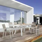 Stabelbar udendørs stol i aluminium og tekstilen, Homemotion 4 stykker - Serge Viadurini