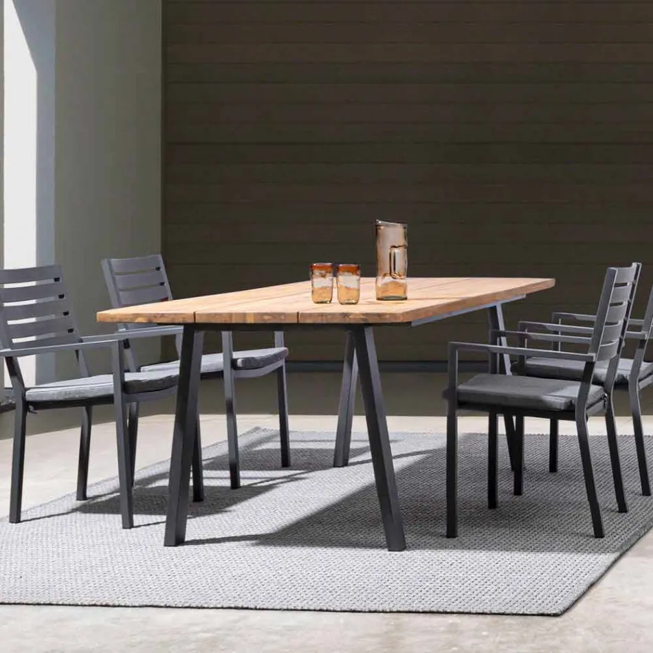 Homemotion stabelbar udendørs stol i aluminium, 4 stykker - Carina Viadurini