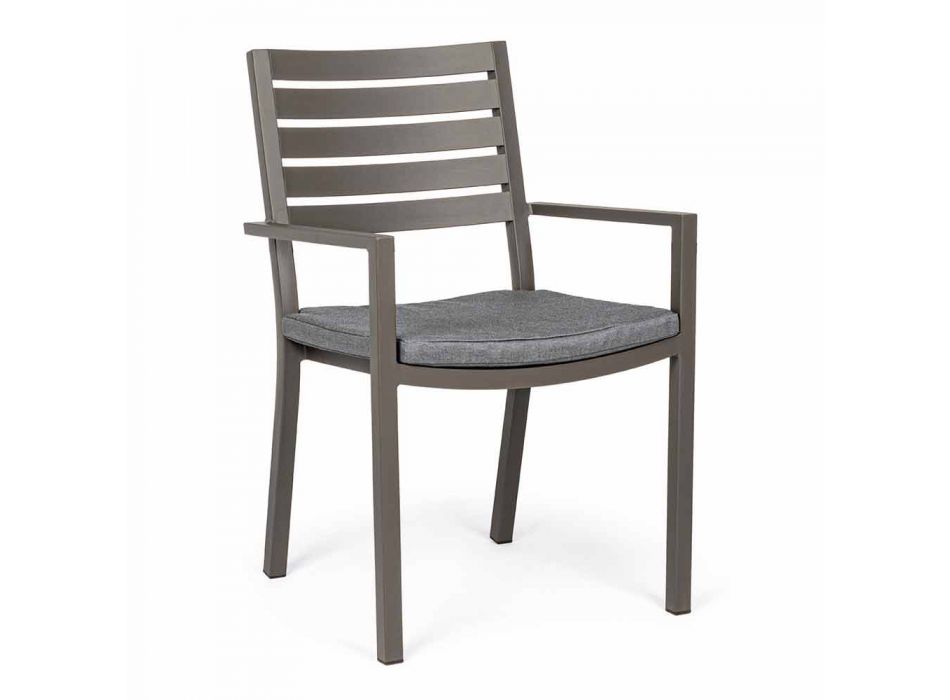Homemotion stabelbar udendørs stol i aluminium, 4 stykker - Carina Viadurini