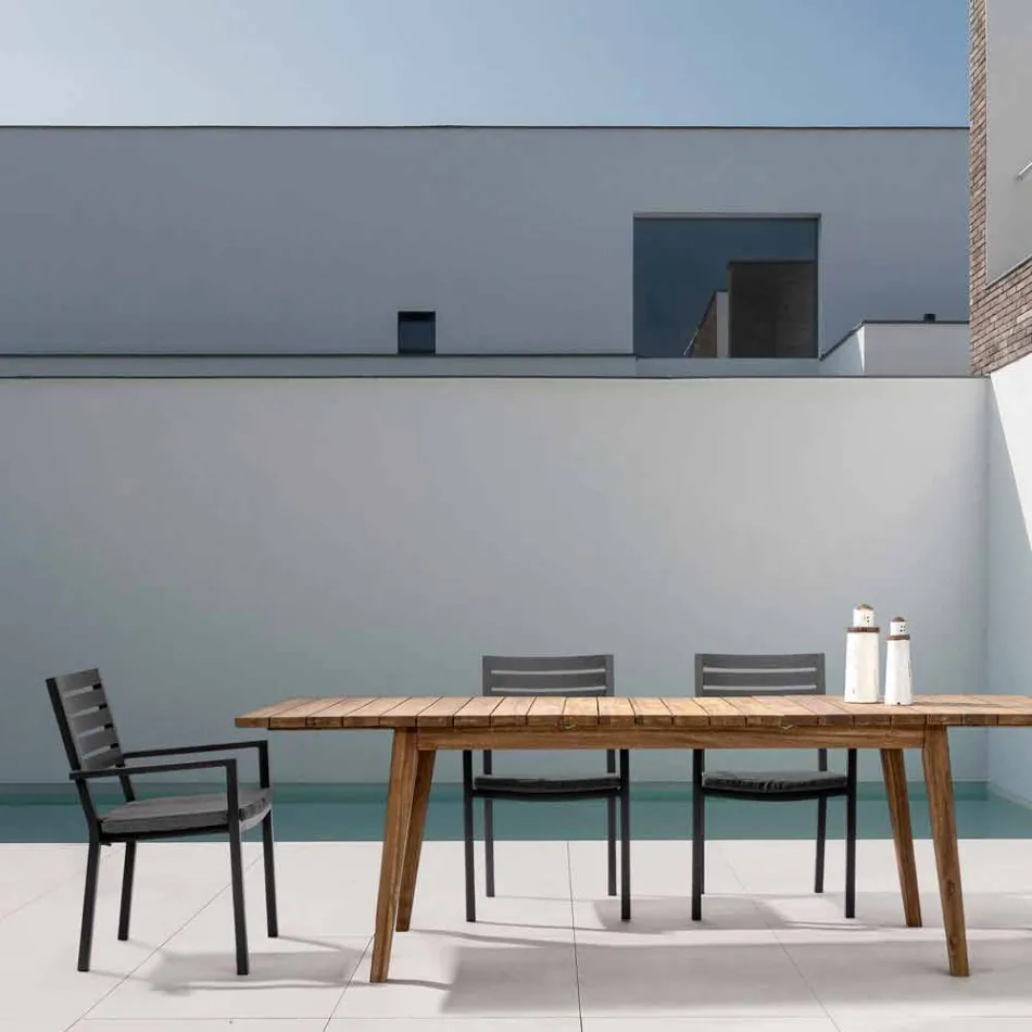 Homemotion stabelbar udendørs stol i aluminium, 4 stykker - Carina Viadurini