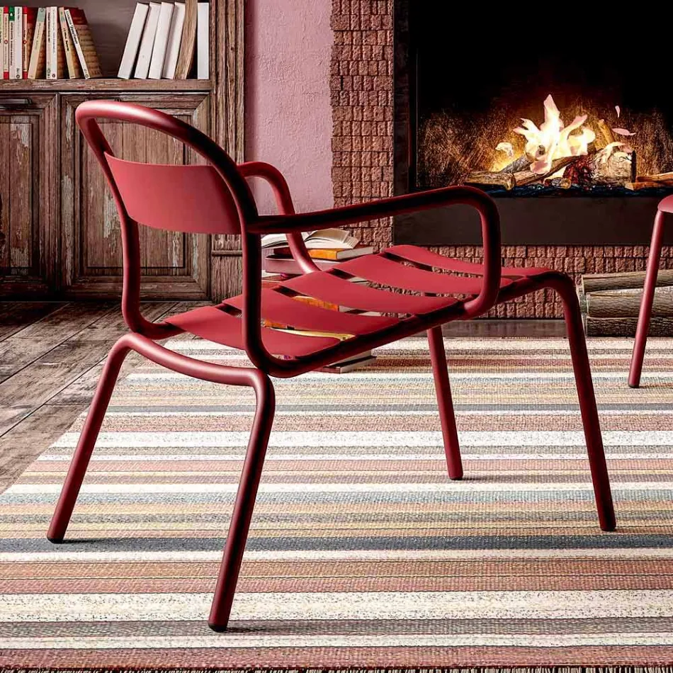 Udendørs stabelbar aluminiumsstol fremstillet i Italien, 2 stk. - Shyla Viadurini