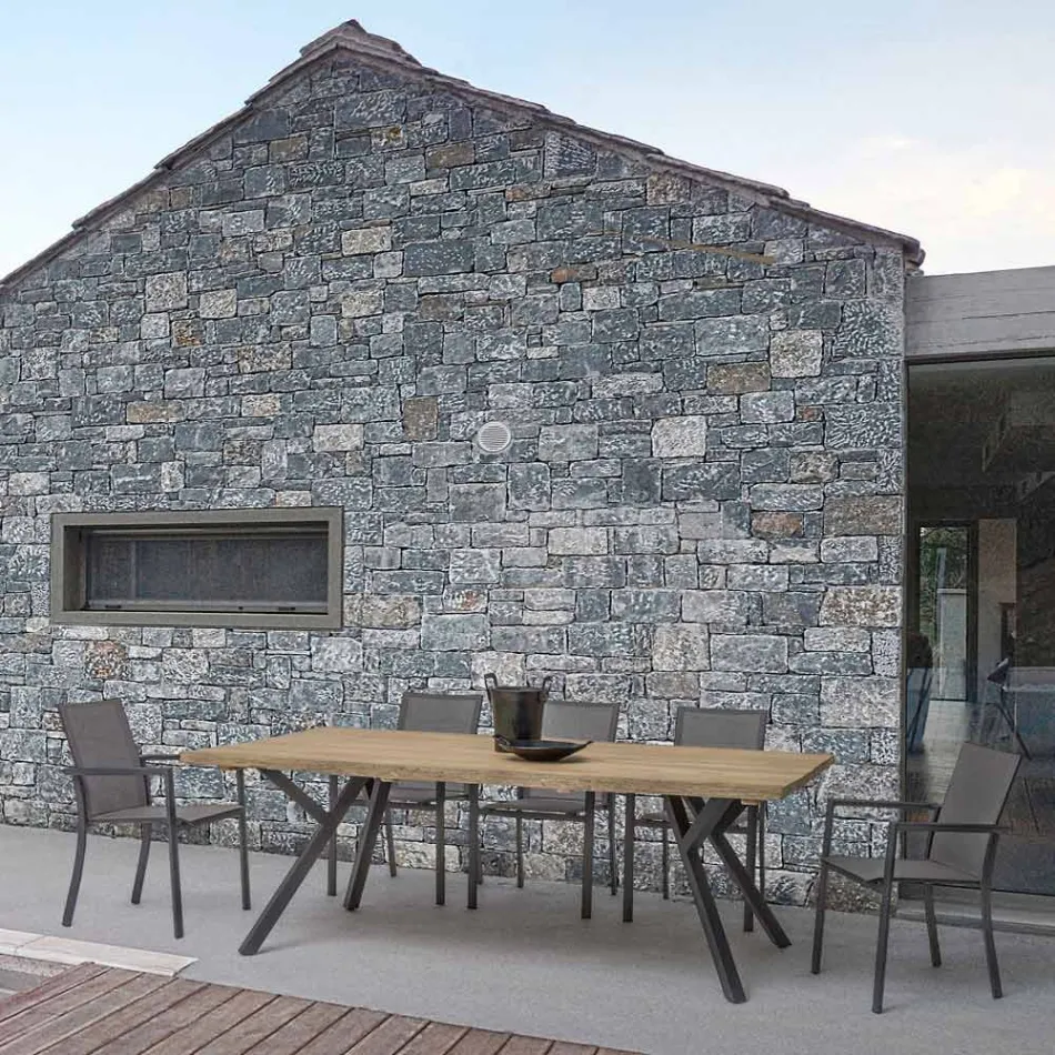 Stabelbar udendørsstol i malet aluminium, Homemotion, 4 stk - Vicki Viadurini