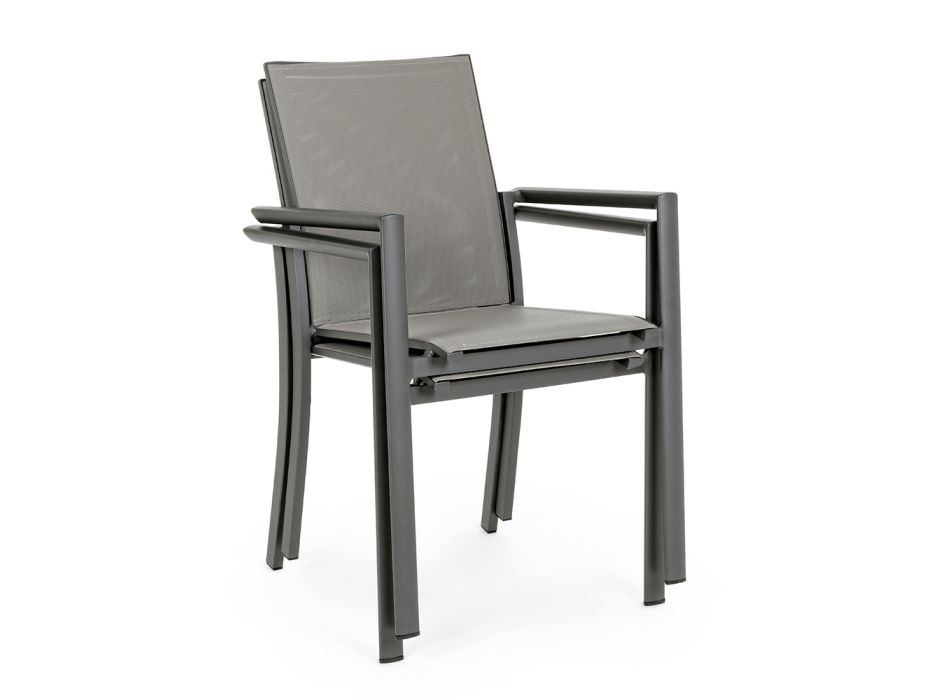 Stabelbar udendørsstol i malet aluminium, Homemotion, 4 stk - Vicki Viadurini
