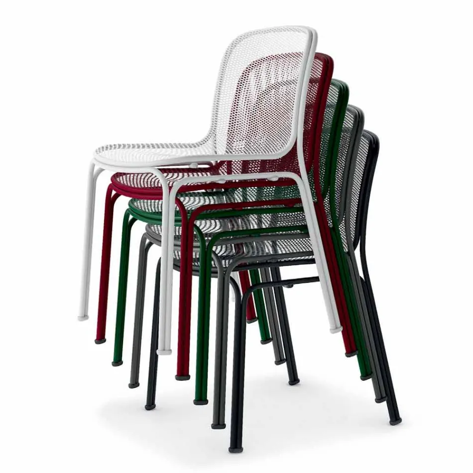 Udendørs stabelbar metalstol fremstillet i Italien, 4 stykker - Prunella Viadurini