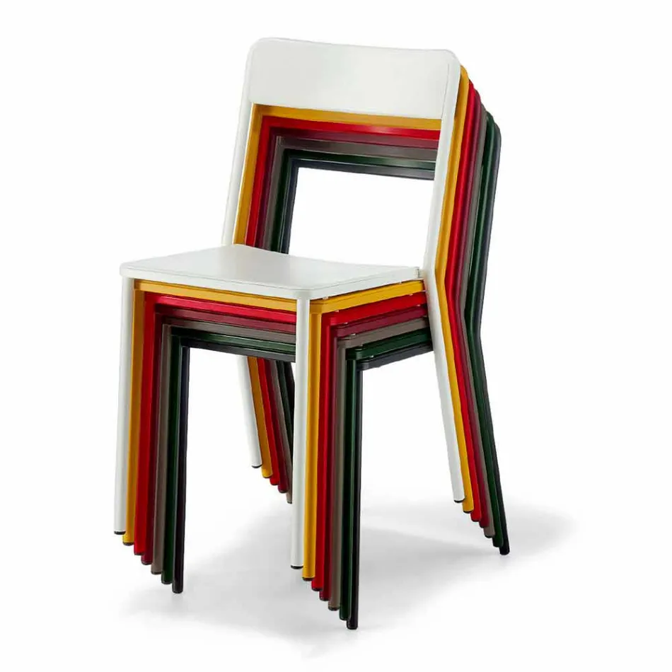 Udendørs stabelbar metalstol fremstillet i Italien, 4 stykker - Xylia Viadurini