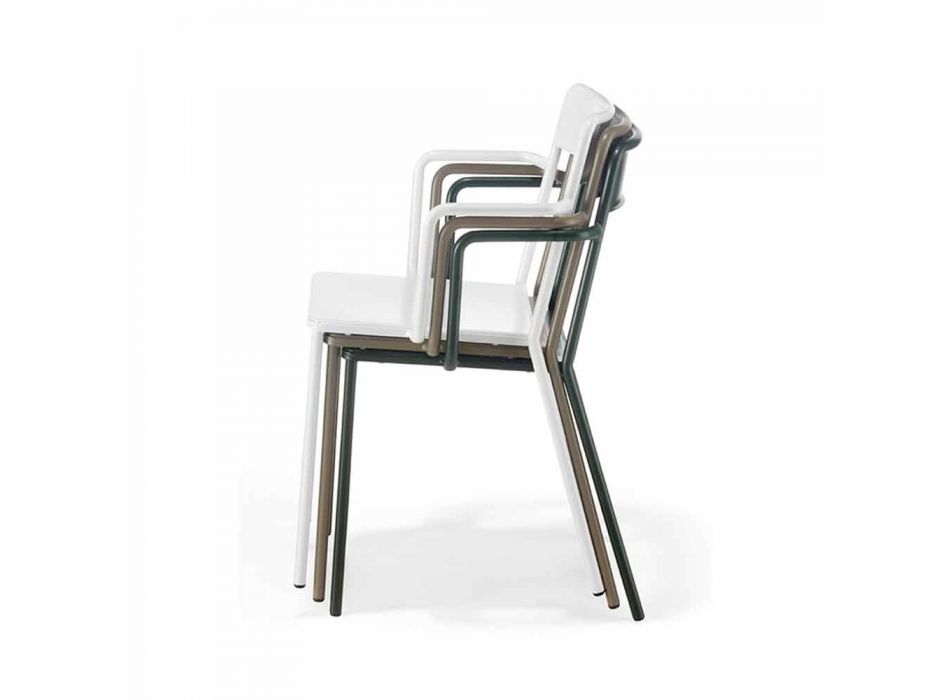 Udendørs stabelbar metalstol fremstillet i Italien, 4 stykker - Xylia Viadurini