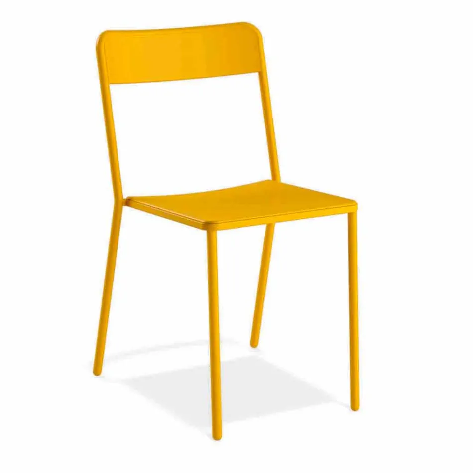 Udendørs stabelbar metalstol fremstillet i Italien, 4 stykker - Xylia Viadurini