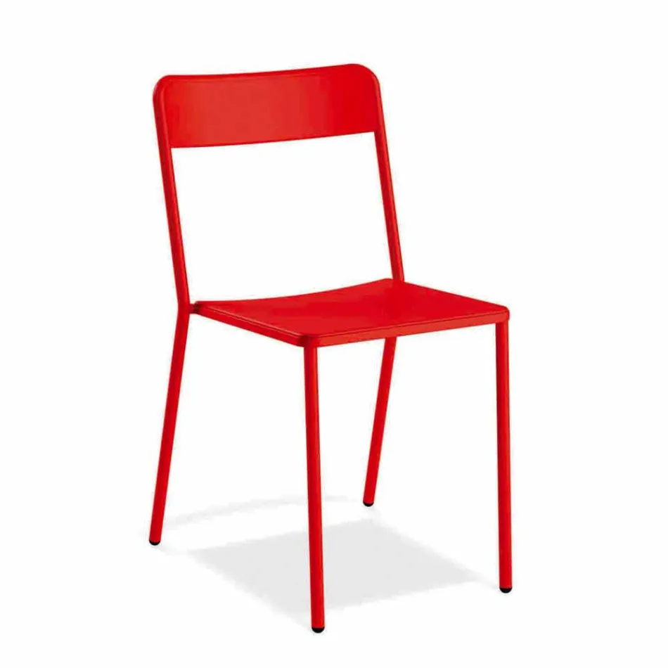 Udendørs stabelbar metalstol fremstillet i Italien, 4 stykker - Xylia Viadurini