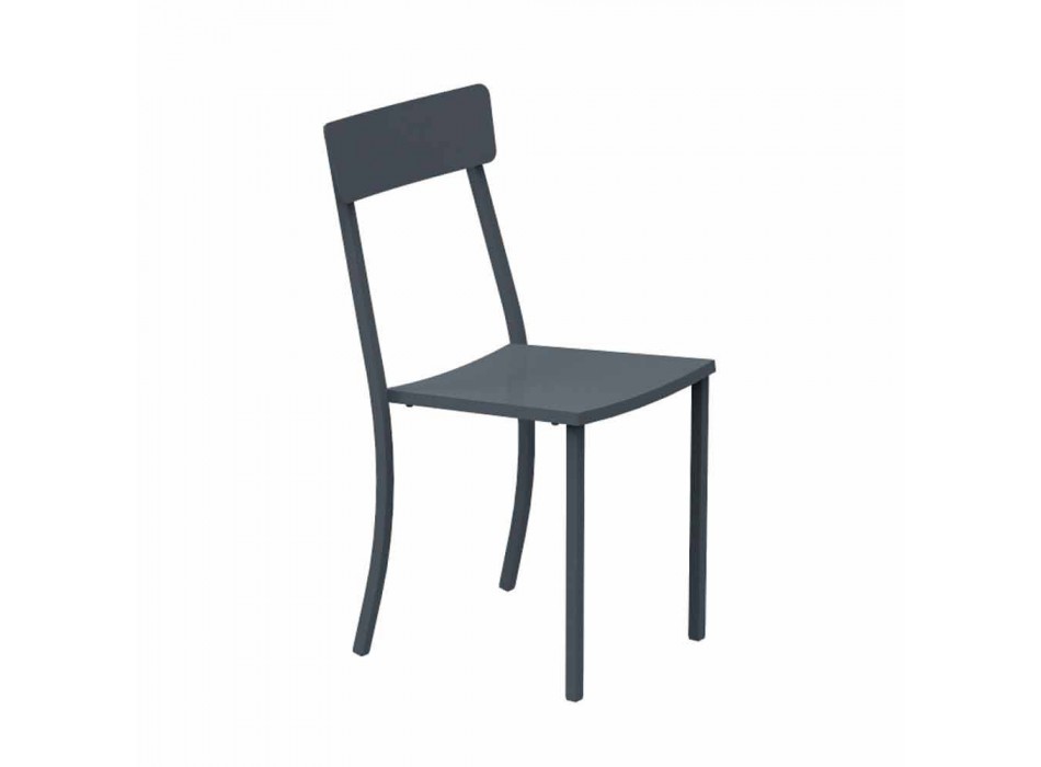 Stabelbar udendørs stol i malet metal fremstillet i Italien, 4 stykker - tyl Viadurini