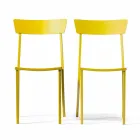 Stabelbar udendørs stol i malet metal fremstillet i Italien, 4 stykker - tyl Viadurini