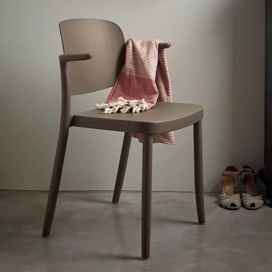 Stabelbar udendørs stol i polypropylen Fremstillet i Italien, 4 stykker - Bertina Viadurini