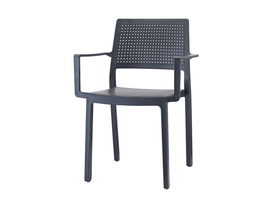 Stabelbar udendørs stol i technopolymer Made in Italy 4 stykker - Nulstil Viadurini