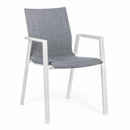 Stabelbar udendørs stol i stof og aluminium, 4 stykker - Kyo Viadurini