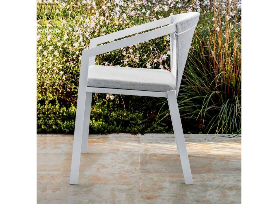 Udendørs aluminiumsstol med eller uden hynde, høj kvalitet, 4 stk - Filomena Viadurini