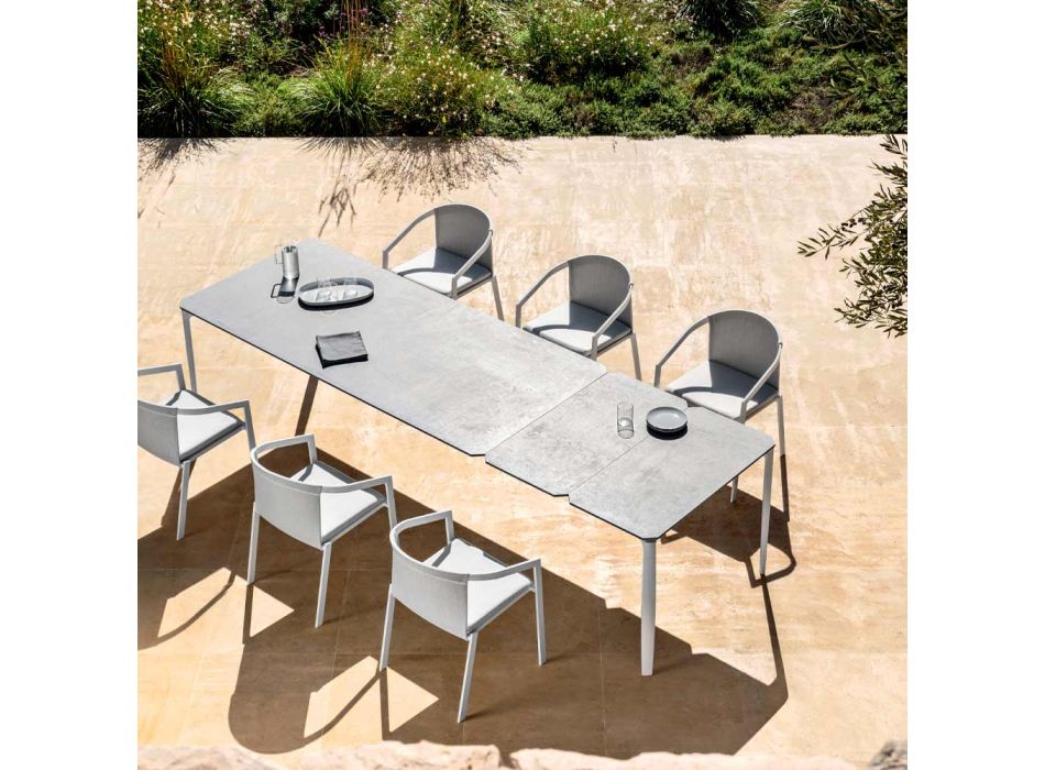 Udendørs aluminiumsstol med eller uden hynde, høj kvalitet, 4 stk - Filomena Viadurini