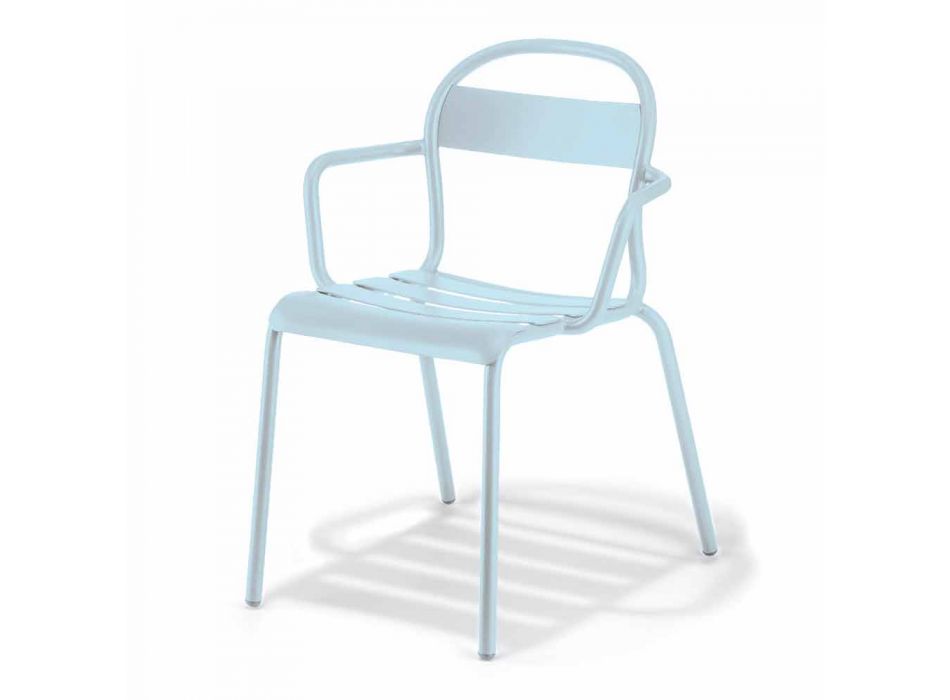 Udendørs stabelbar aluminiumsstol fremstillet i Italien, 4 stykker - Ulyssa Viadurini