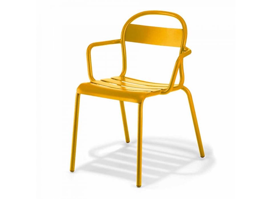 Udendørs stabelbar aluminiumsstol fremstillet i Italien, 4 stykker - Ulyssa Viadurini