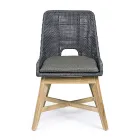 Udendørs stol i reb og stof med teakbase, Homemotion 2 stykker - Lesya Viadurini