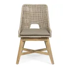 Udendørs stol i reb og stof med teakbase, Homemotion 2 stykker - Lesya Viadurini