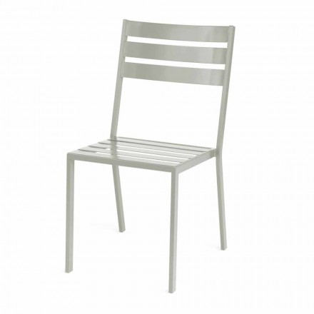 Udendørs stol i perlehvid malet jern fremstillet i Italien 4 stykker - Bernie Viadurini
