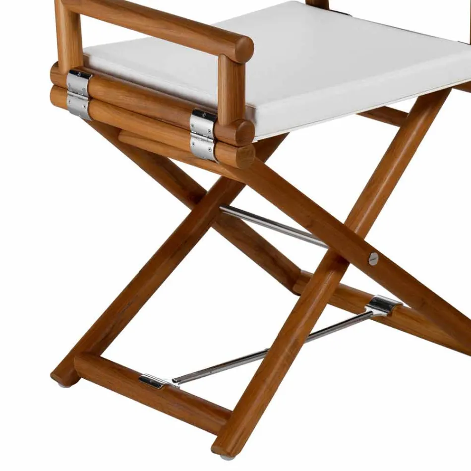 Udendørs stol i naturligt træ eller sort og genlukkeligt designstof - Suzana Viadurini