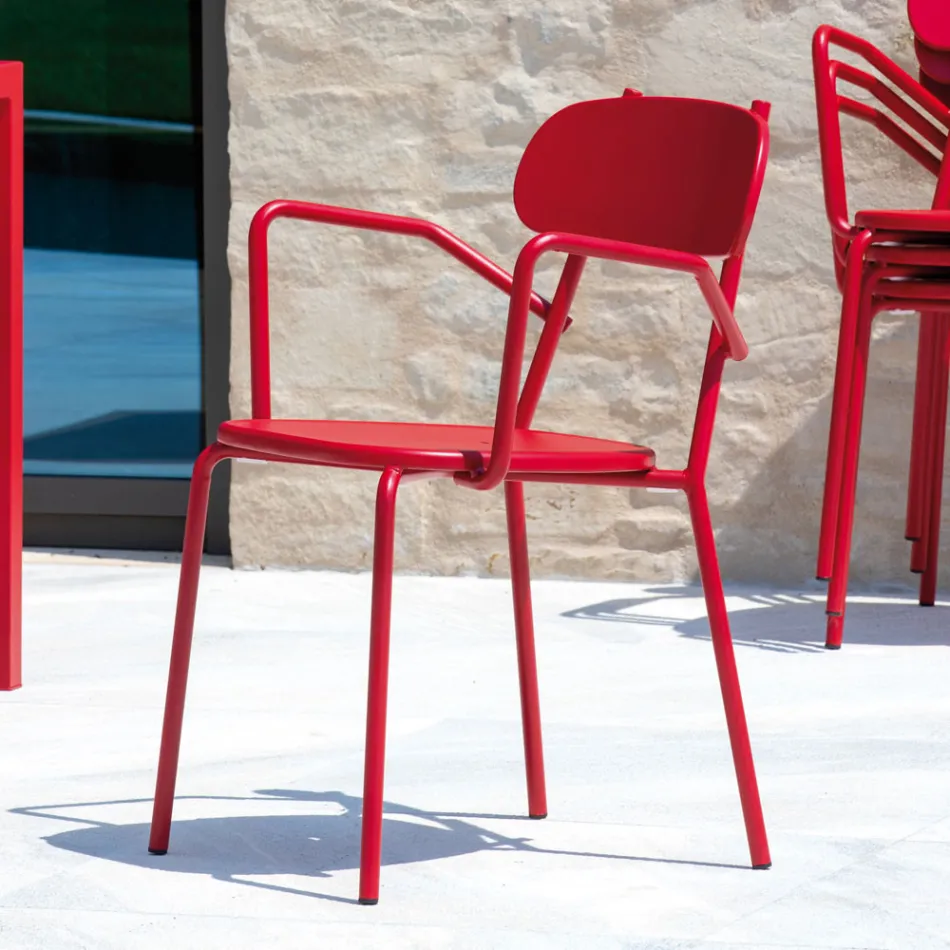 Udendørs metalstol med armlæn Made in Italy 4 stykker - Pixie Viadurini