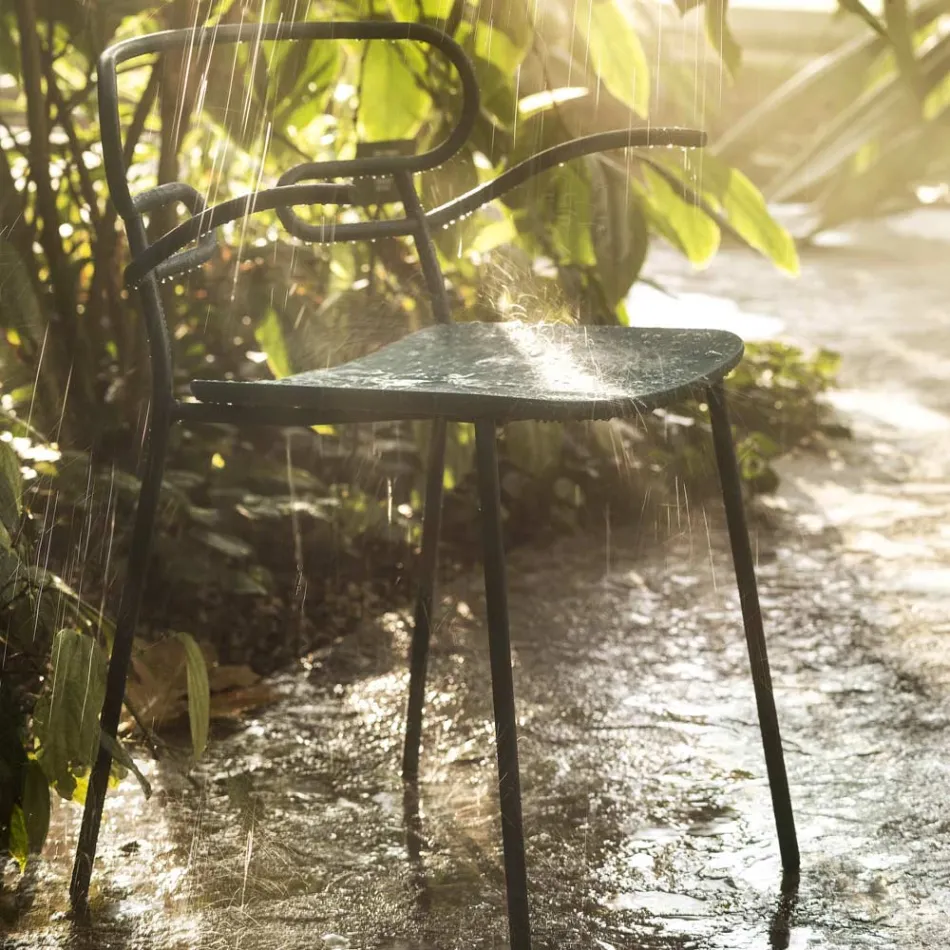 Udendørs stol i metal og polyurethan Fremstillet i Italien, 2 stk - Trosa Viadurini