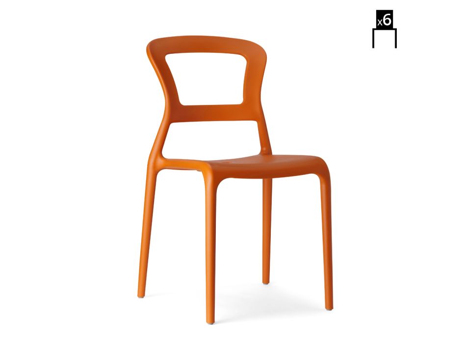 Technopolymer udendørs stol lavet i Italien 6 stykker - Piperita Viadurini