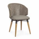 Tortora udendørs stol i træ, aluminium og hjemmefølelsesstof - Luana Viadurini