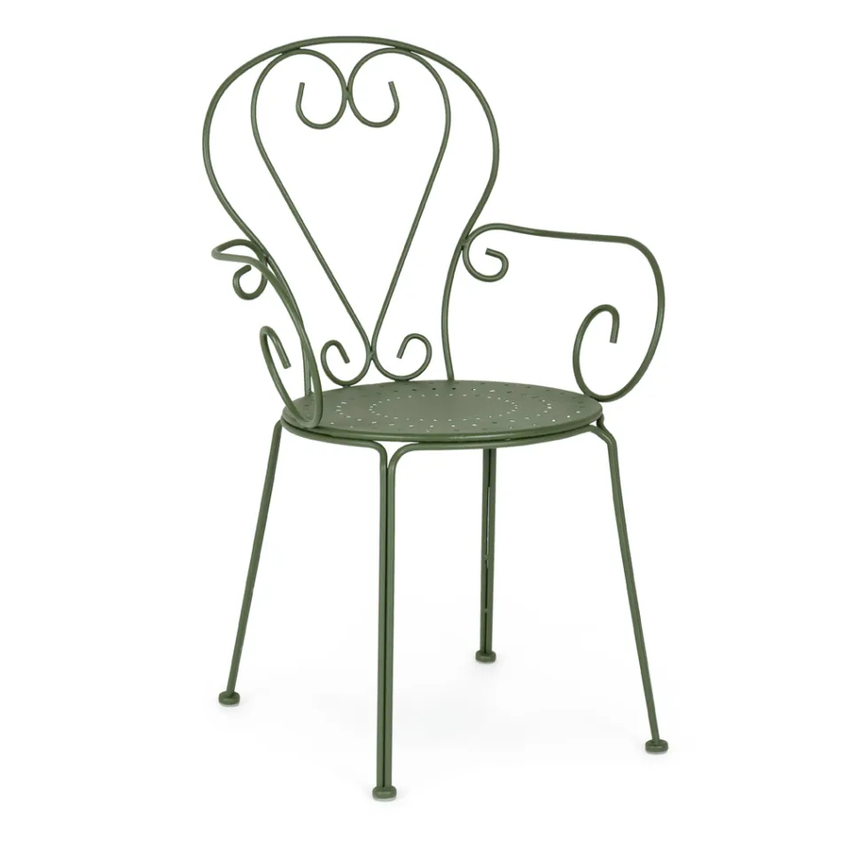 Havestol med armlæn Shabby Chic design i stål - fortryllelse Viadurini